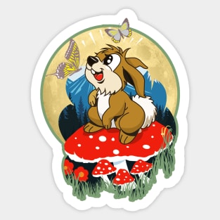 Bunny on a Mushroom Sticker